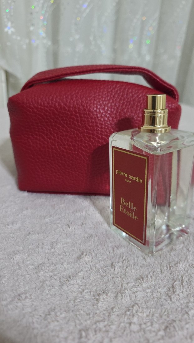 Kırmızı Deri Fermuarlı Kadın Çanta ve parfüm - Görsel 5