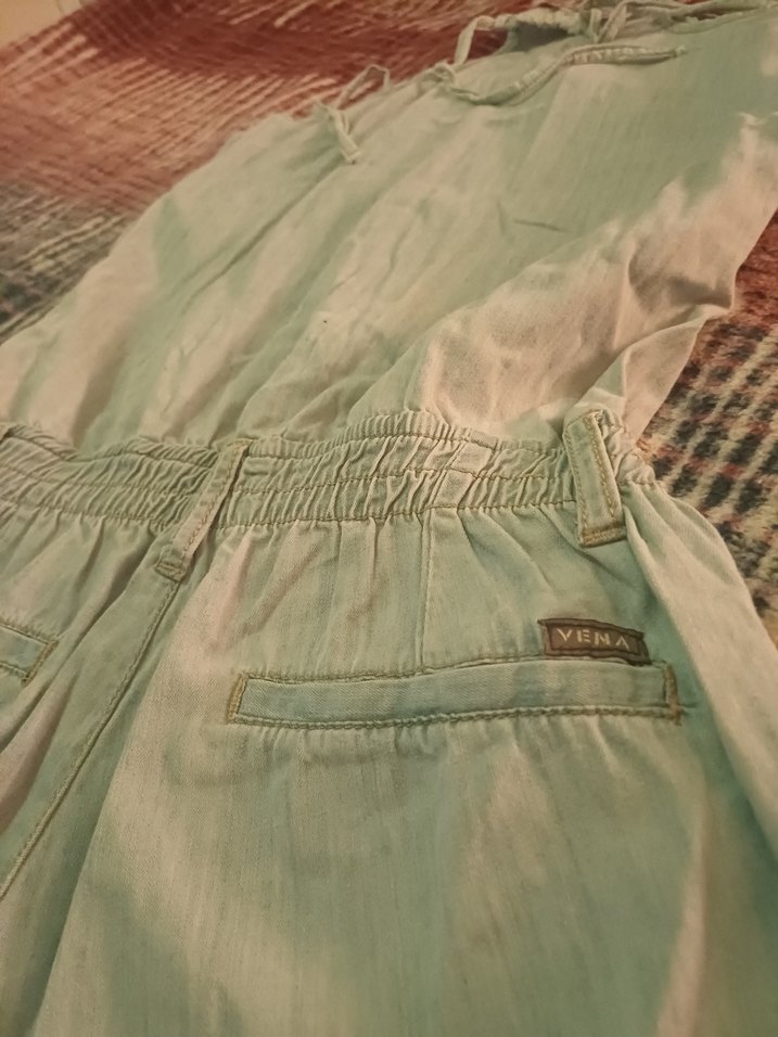 Kot Düğmeli Bohem Kadın Şort Tulum - Görsel 5