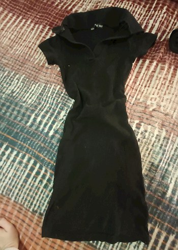 fitilli Siyah Mini Günlük Elbise - Görsel 2