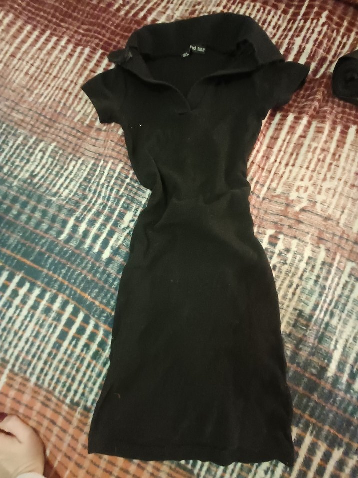 fitilli Siyah Mini Günlük Elbise - Görsel 2