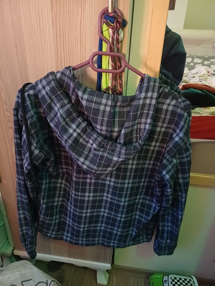 Ekose Desenli mavi Kadın Gömlek - Görsel 4