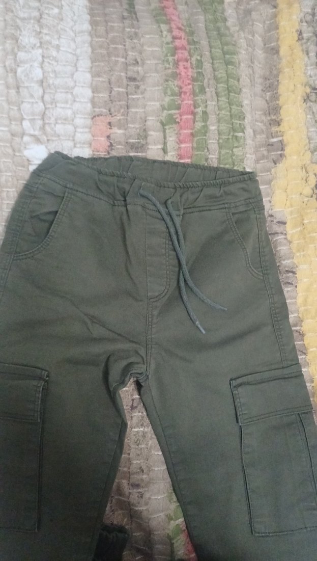 Kadın Haki Kemerli Kamuflaj Kumaş Pantolon - Görsel 2