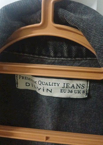 antrasit Kadın Denim Ceket, Düğmeli, Dar Kesim - Görsel 3