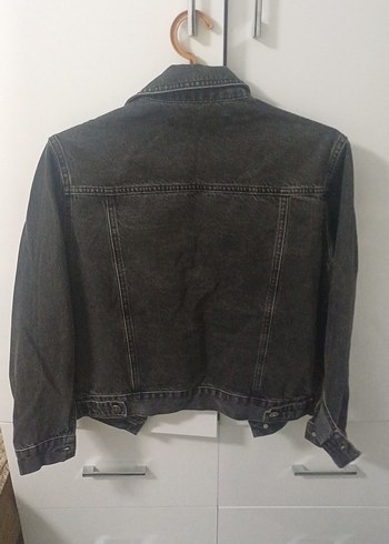 antrasit Kadın Denim Ceket, Düğmeli, Dar Kesim - Görsel 4