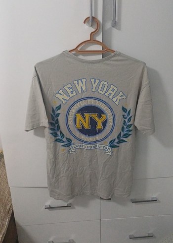 Gri Baskılı Pamuklu Kadın Tişört - Görsel 3