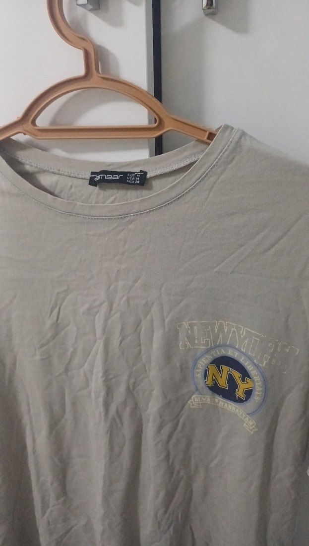 Gri Baskılı Pamuklu Kadın Tişört - Görsel 2