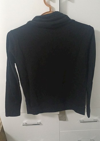 Siyah Yüksek Yakalı Kadın Sweatshirt - Görsel 4