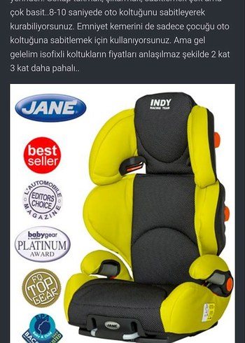 Sarı Gri Çocuk Oto Koltuğu INDY