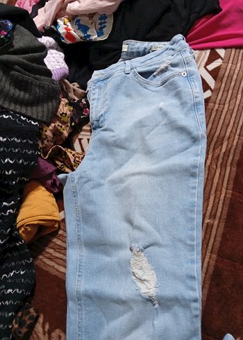 Düğmeli Loose Fit Mini Mavi Denim Kadın Jean - Görsel 2