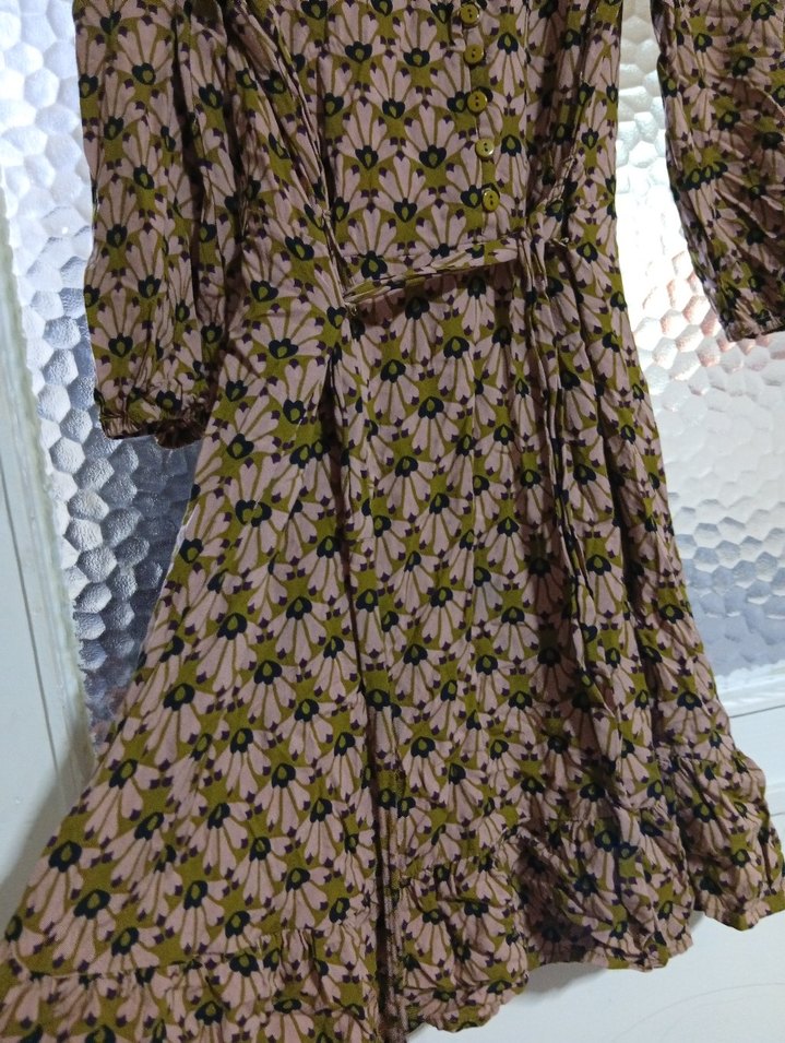 Bohem Midi Kadın Elbise, Bağcıklı, Gevşek Kesim - Görsel 2