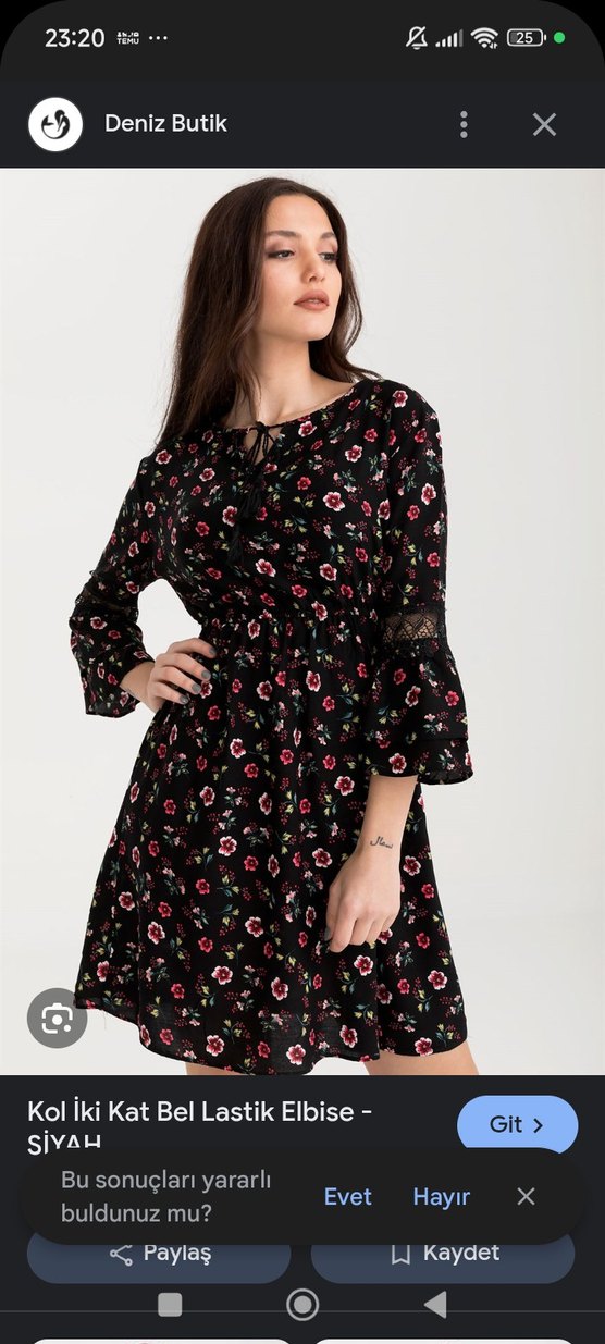 Siyah Çiçekli Bohem Midi Elbise - Görsel 2