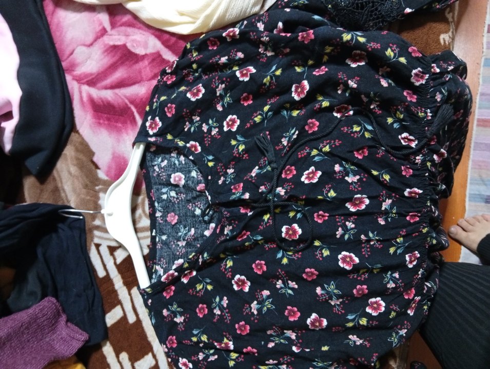 Siyah Çiçekli Bohem Midi Elbise - Görsel 4