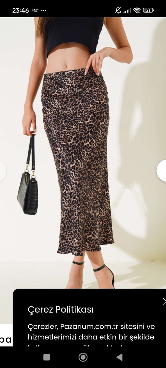 Leopar Desenli Uzun Salaş Kadın Etek - Görsel 2