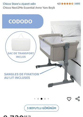 Chicco Chicco Next2Me Essential Anne Yanı Beşik Gri
