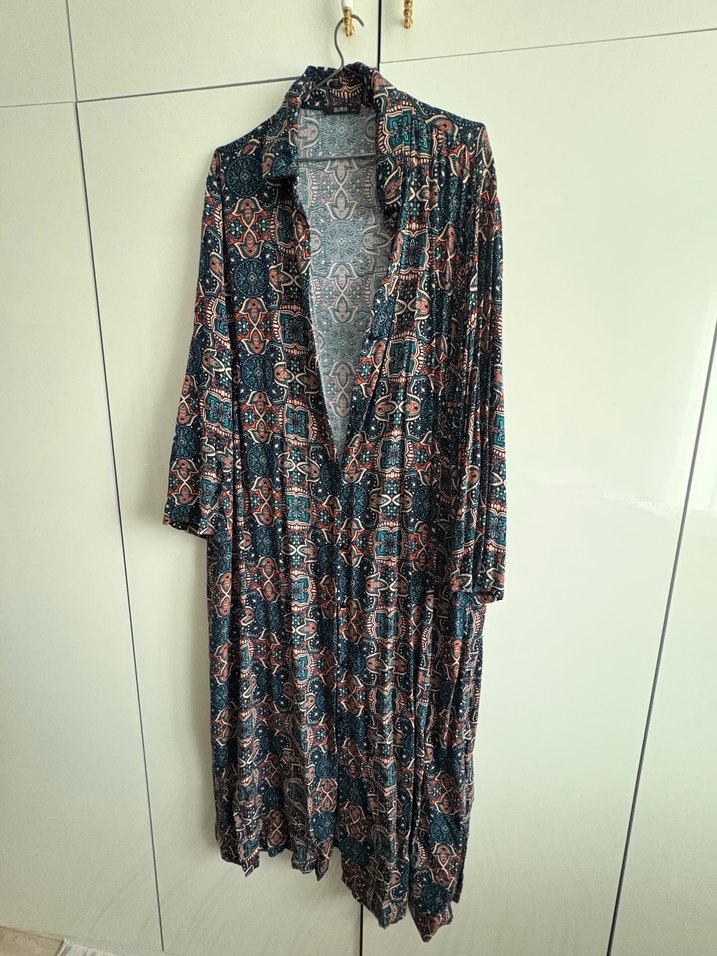 buyuk beden 6xl Bohem Tarz Uzun Renkli Desenli Elbise - Görsel 2