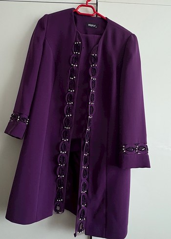 Mor Uzun Kadın Takım ceket pantolon - Görsel 2