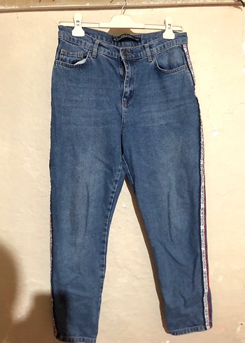 Kadın Mavi Kemerli Denim Jean