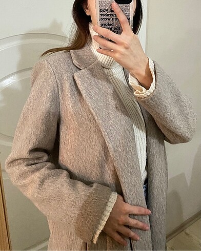 s Beden camel Renk Midi Boy Kaban/ Kaşe