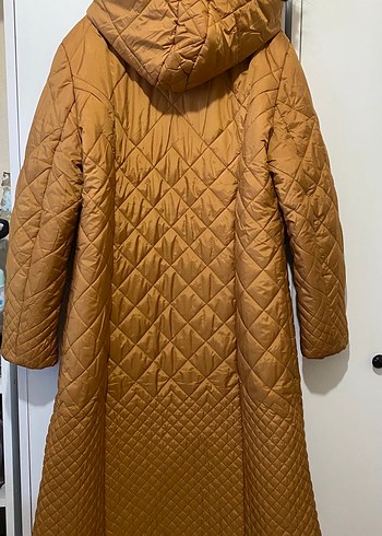 Kürklü Kapüşonlu Kadın Uzun Kaban - Görsel 4