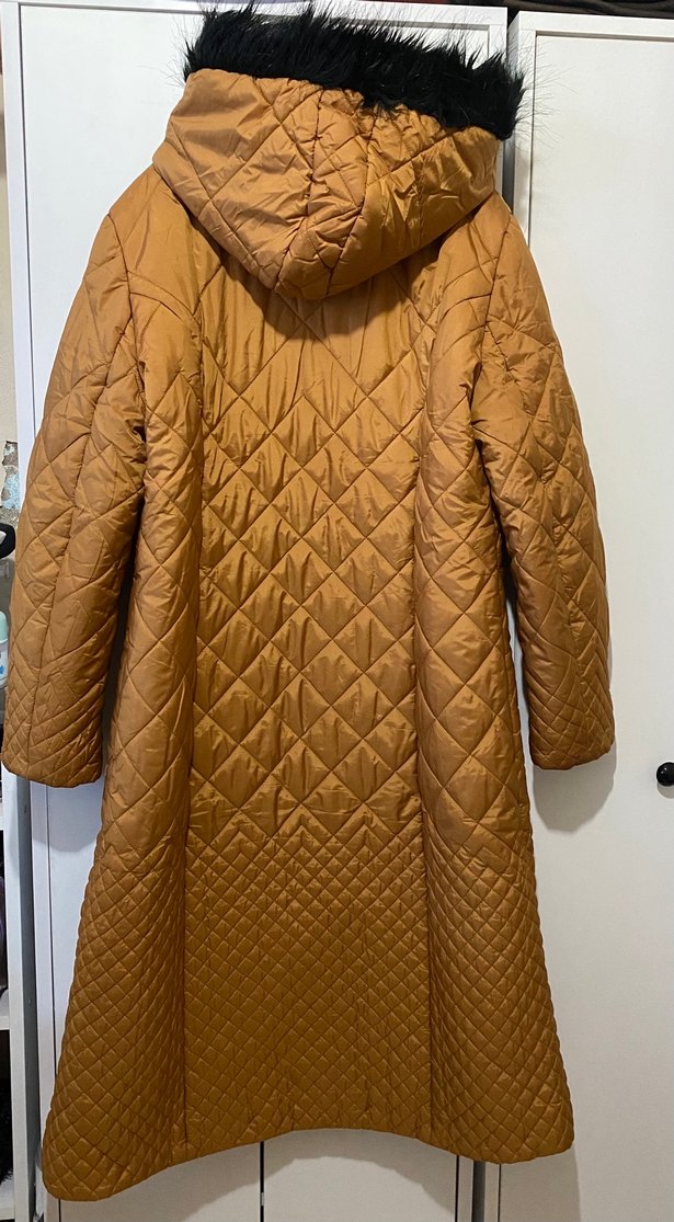 Kürklü Kapüşonlu Kadın Uzun Kaban - Görsel 4