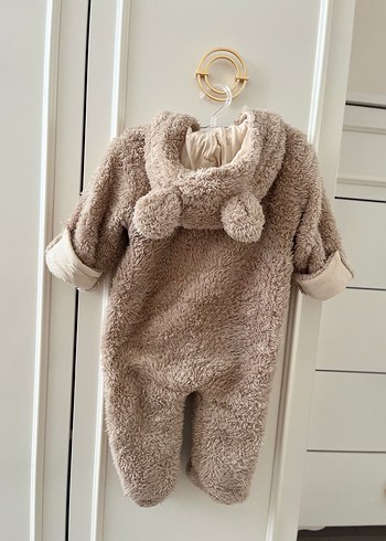 Kürklü Kahverengi Bebek Tulumu - Görsel 2