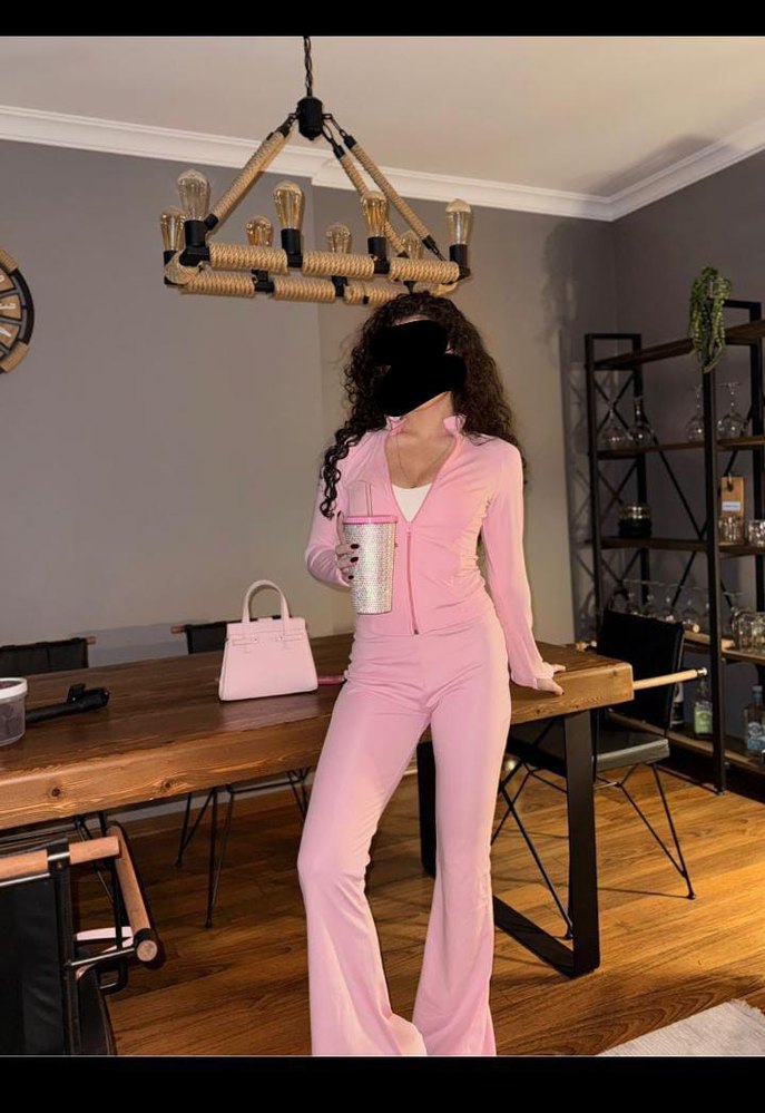 yüzde yüz İpek pembe eşofman takımı orjinal - Görsel 4