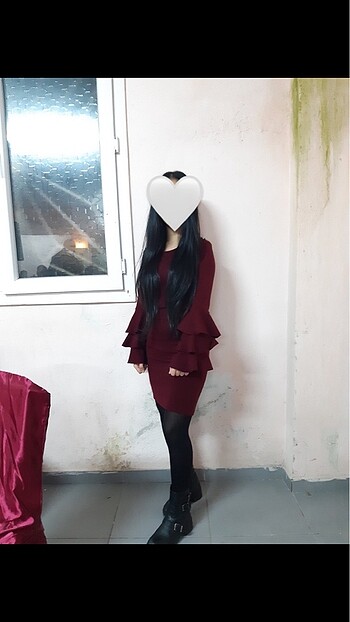 Diğer Bordo midi elbise