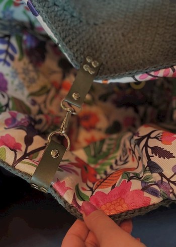 Bohem Gri Örgü Kadın Çanta - Görsel 3