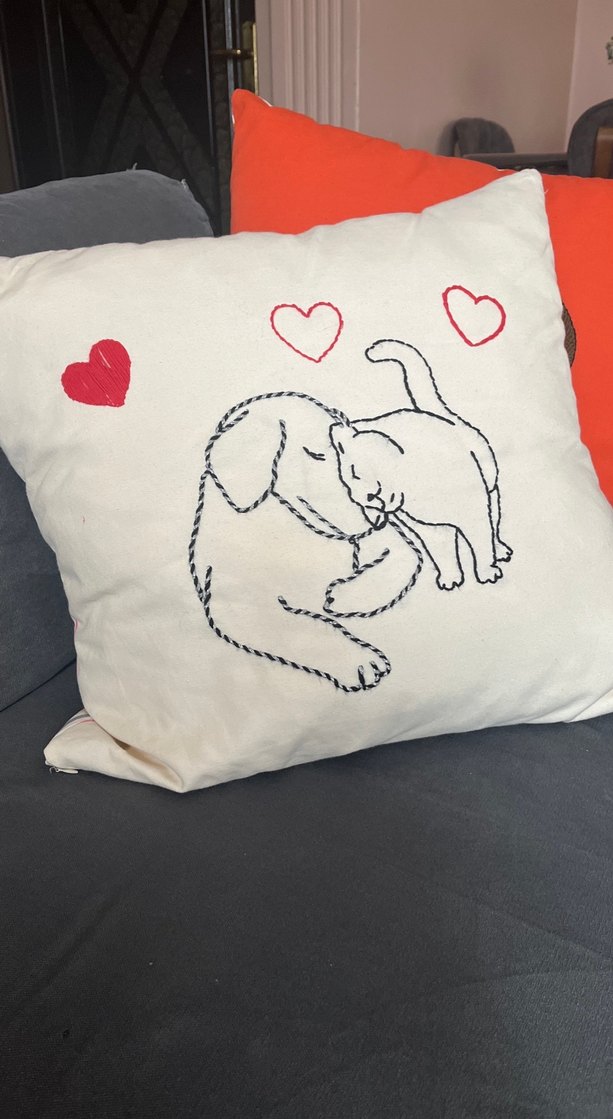 Nakış punch Renkli Turuncu Pop Kültür Yastık - Görsel 2