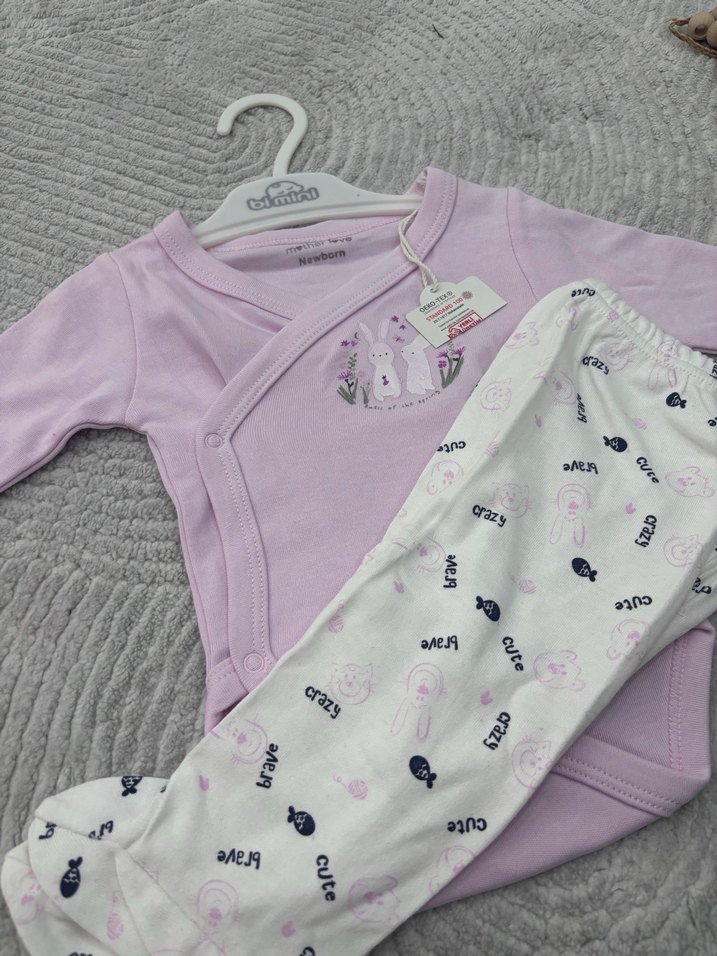 Yenidoğan Uzun Kollu Bebek Kız Takımı - Görsel 2