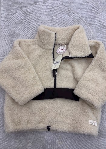 Kız Çocuk Bej Peluş mont - Görsel 2