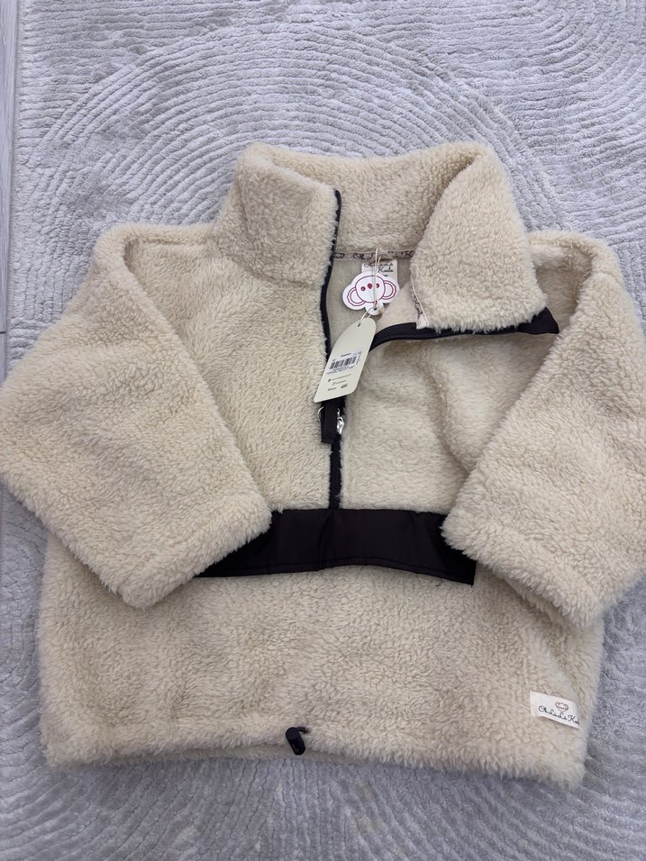 Kız Çocuk Bej Peluş mont - Görsel 2