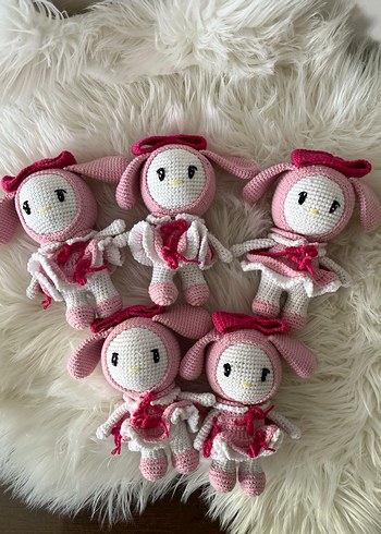 Pembe Örgü Tavşan Peluş Oyuncak melody - Görsel 2