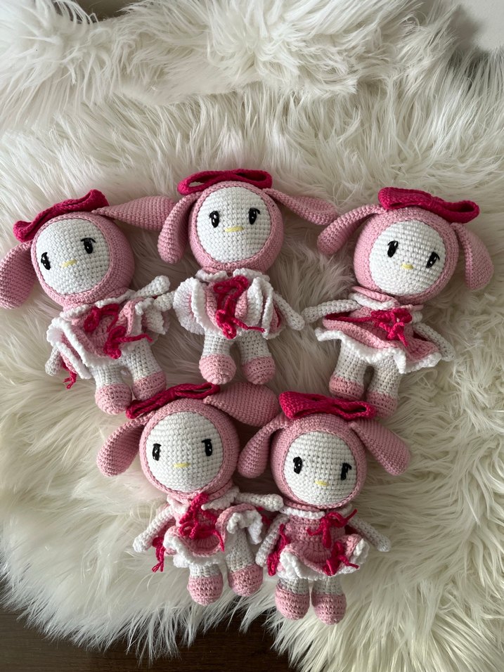 Pembe Örgü Tavşan Peluş Oyuncak melody - Görsel 2