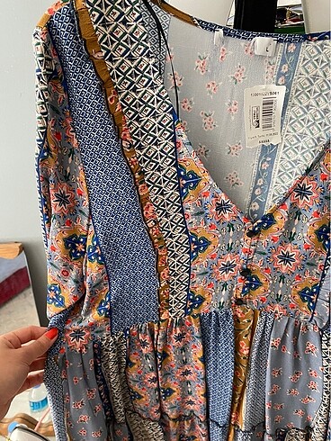 xl Beden çeşitli Renk Karışık desenli elbise