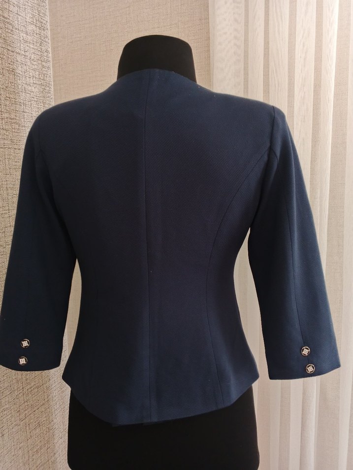 Düğmeli Lacivert Mini Kadın Blazer - Görsel 4