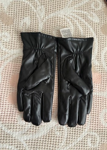 Düğmeli Siyah Deri Kadın Eldiven - Görsel 2