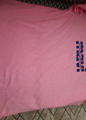 xl Beden Pembe Mavi Baskılı Kısa Kollu Tişört