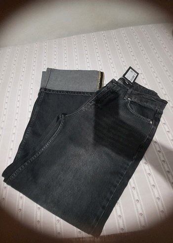 Gri Regular Fit Kadın Denim Midi Pantolon