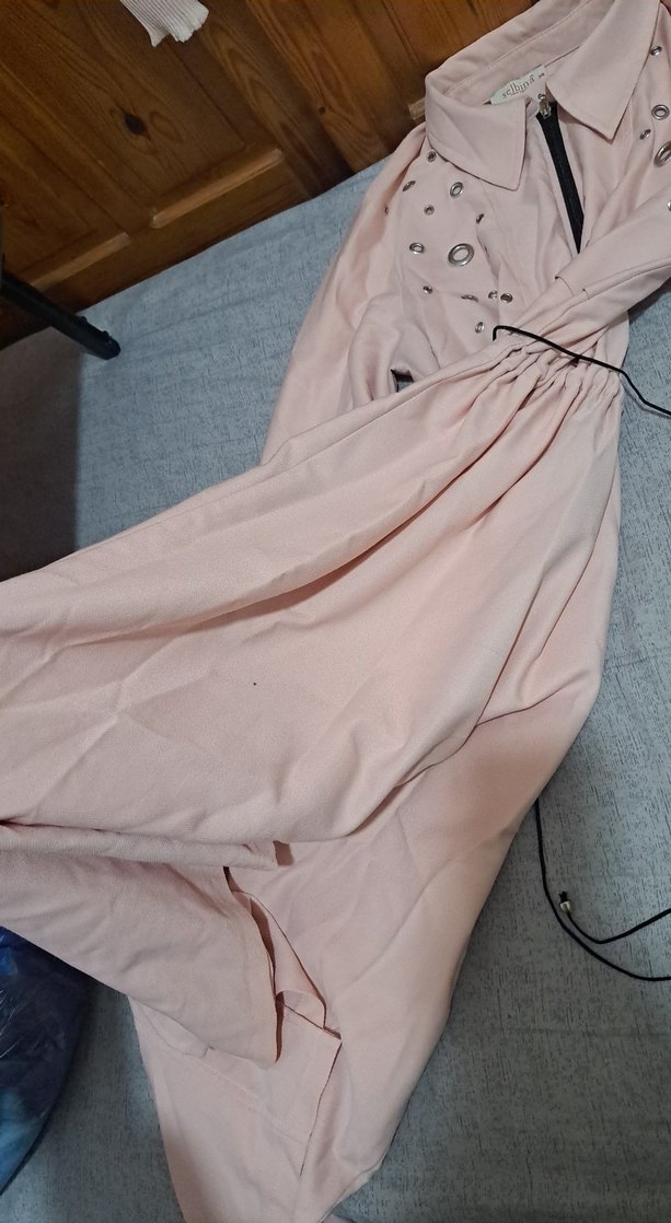 Düğmeli Pembe Kadın Uzun Trençkot - Görsel 4