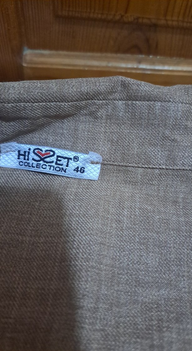 Bej Keten Düğmeli Uzun Kollu Tunik - Görsel 2