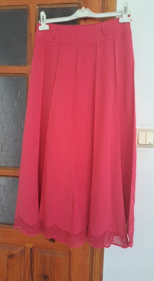 Pembe Piliseli Uzun Kadın Etek - Görsel 2