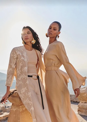 Uzun Beyaz Kadın Kimono - Görsel 4