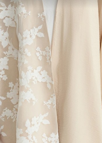 Uzun Beyaz Kadın Kimono - Görsel 2