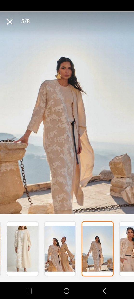 Uzun Beyaz Kadın Kimono - Görsel 5