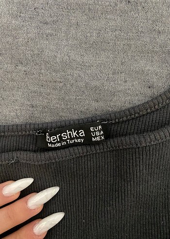 Bershka Gri Tek Omuzlu Kadın Crop Top