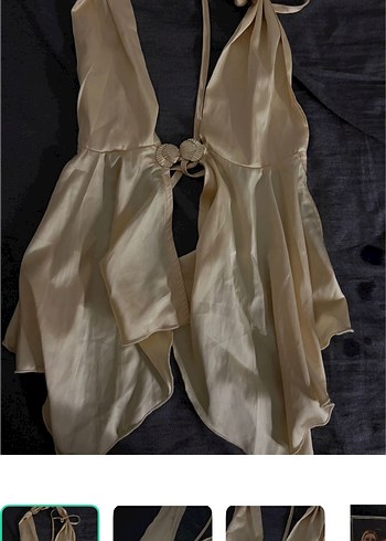 Mango Bej Drapeli Mini Halter Yaka Bustiyer