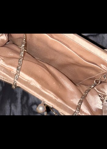 Zincir Detaylı Bej Triko Kadın Clutch Çanta - Görsel 2