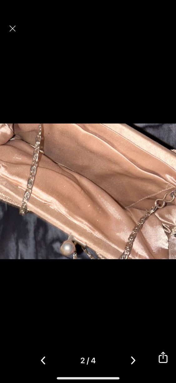 Zincir Detaylı Bej Triko Kadın Clutch Çanta - Görsel 2