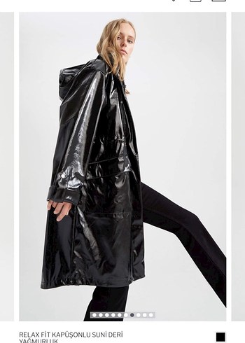 Siyah Parlak Deri Midi Kadın Ceket - Görsel 3